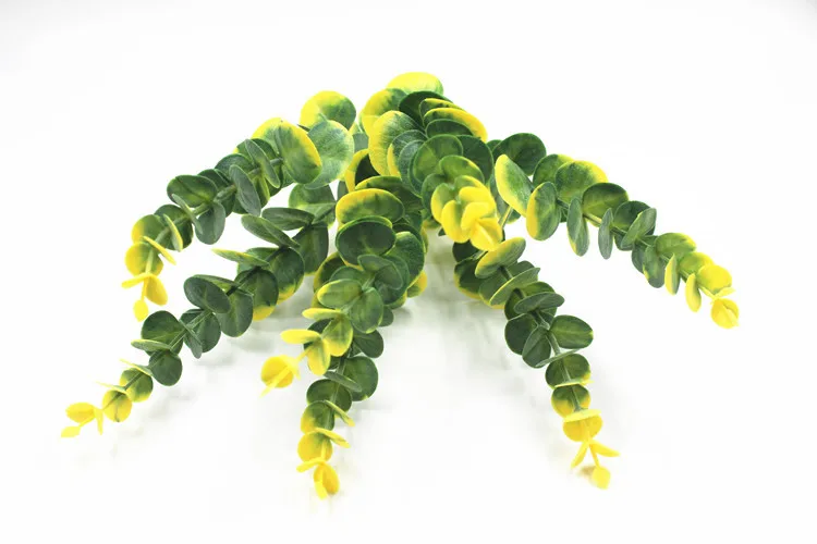 2vnt 7 Šakutės Plus Milteliai, Modeliavimo Eukalipto Pinigų Lapų Dirbtinių Gėlių Žaliųjų Augalų Vazoninių Gėlių, Dekoratyvinių Augalų