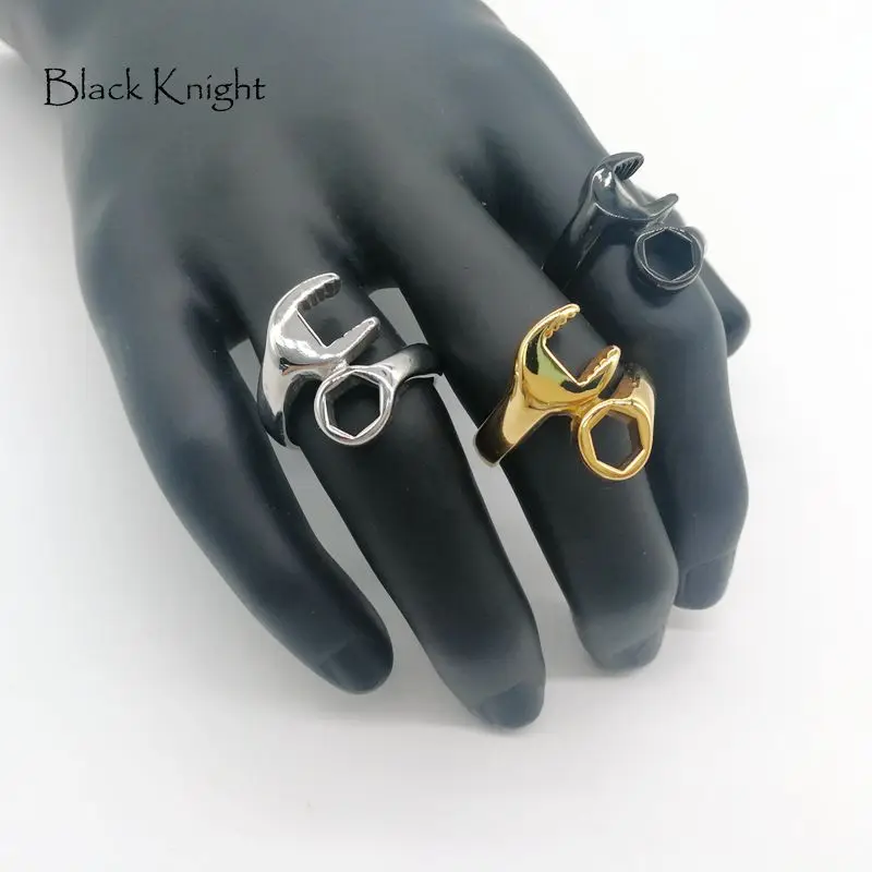 Black Knight mens mados Raktu žiedai, Sidabro spalvos Nerūdijančio plieno veržliarakčio žiedas punk mados juvelyrika žiedai vyras BLKN0715