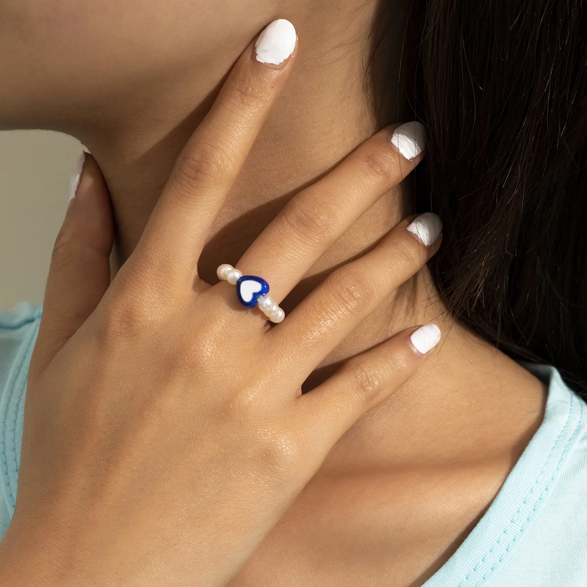 2021 mados mielas spalvų akrilo imitacija, perlų zawalcowany žiedas moterų spalva bohemian gėlė, žiedas reguliuojamas rankų darbo papuošalai