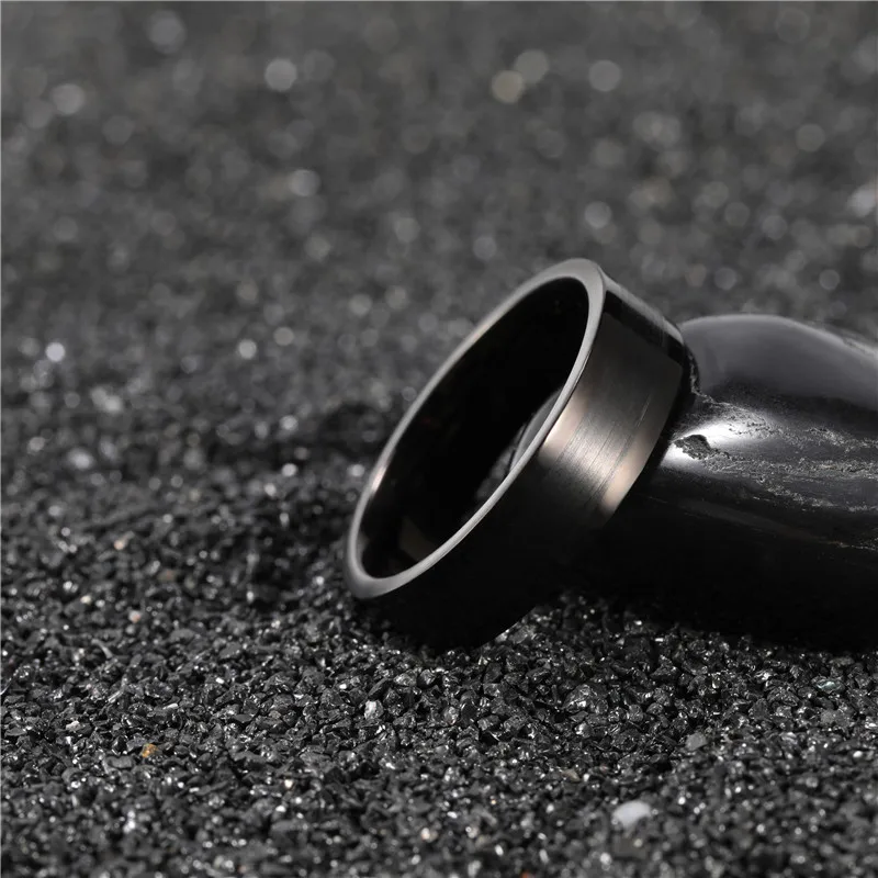 Tigrade 6mm Juoda Titano Vyrų Žiedas Vestuvių Juostoje Unisex Atsitiktinis Žiedai Šepečiu Elegantiškos Mados Žiedai Comfort Fit
