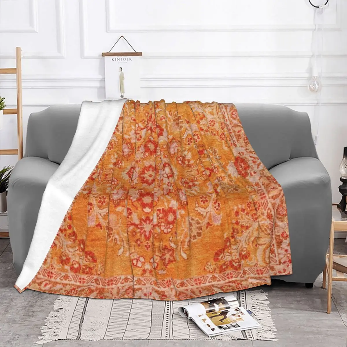Oranžinė Bohemijos Tradicinius Maroko Berberų Antklodė, Vilnos, Tekstilės Dekoro Kvėpuojantis Lengvas Mesti Pledai Lova Sofa