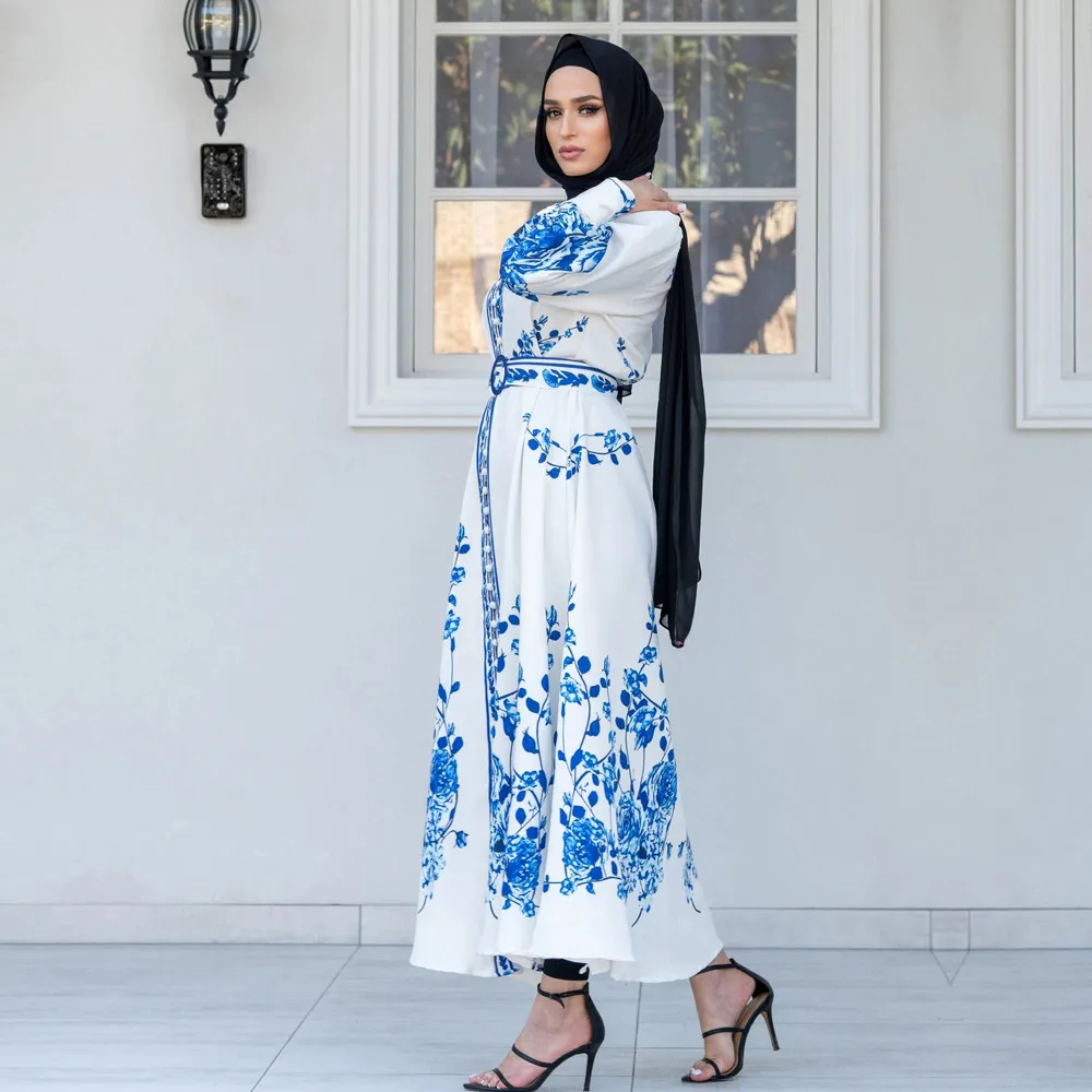 Elegantiškas Etninės Spausdinti Maxi Suknelė Moterims Pavasario Rudens 2022 Naujo Derliaus Musulmonų Jalabiya Dubajus Maroko Caftan Moteriškas Drabužių