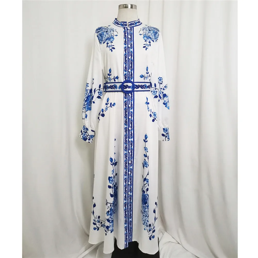 Elegantiškas Etninės Spausdinti Maxi Suknelė Moterims Pavasario Rudens 2022 Naujo Derliaus Musulmonų Jalabiya Dubajus Maroko Caftan Moteriškas Drabužių