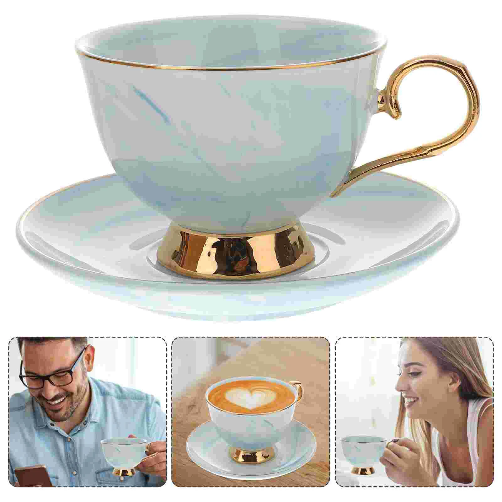 Taurės Puodelį Arbatos Mugceramic Servizas Coffeedrink Pusryčiai Kinija Džiaugtis Šalies Popietę Kapučino Mugsespresso Latte Marmuro