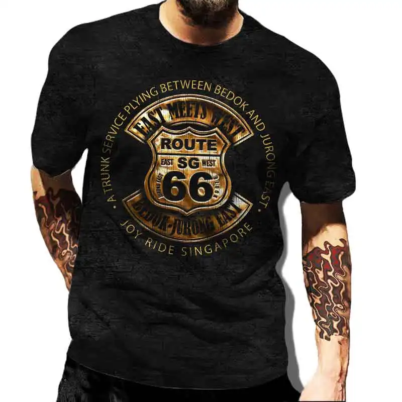 Europos ir Amerikos 66 Gatvės T-shirt Užmiestyje Raidžių 3D Spausdinimo trumparankoviai Nr. 66 Atsitiktinis Stilius, Vasaros, Nauja Mados T-shirt