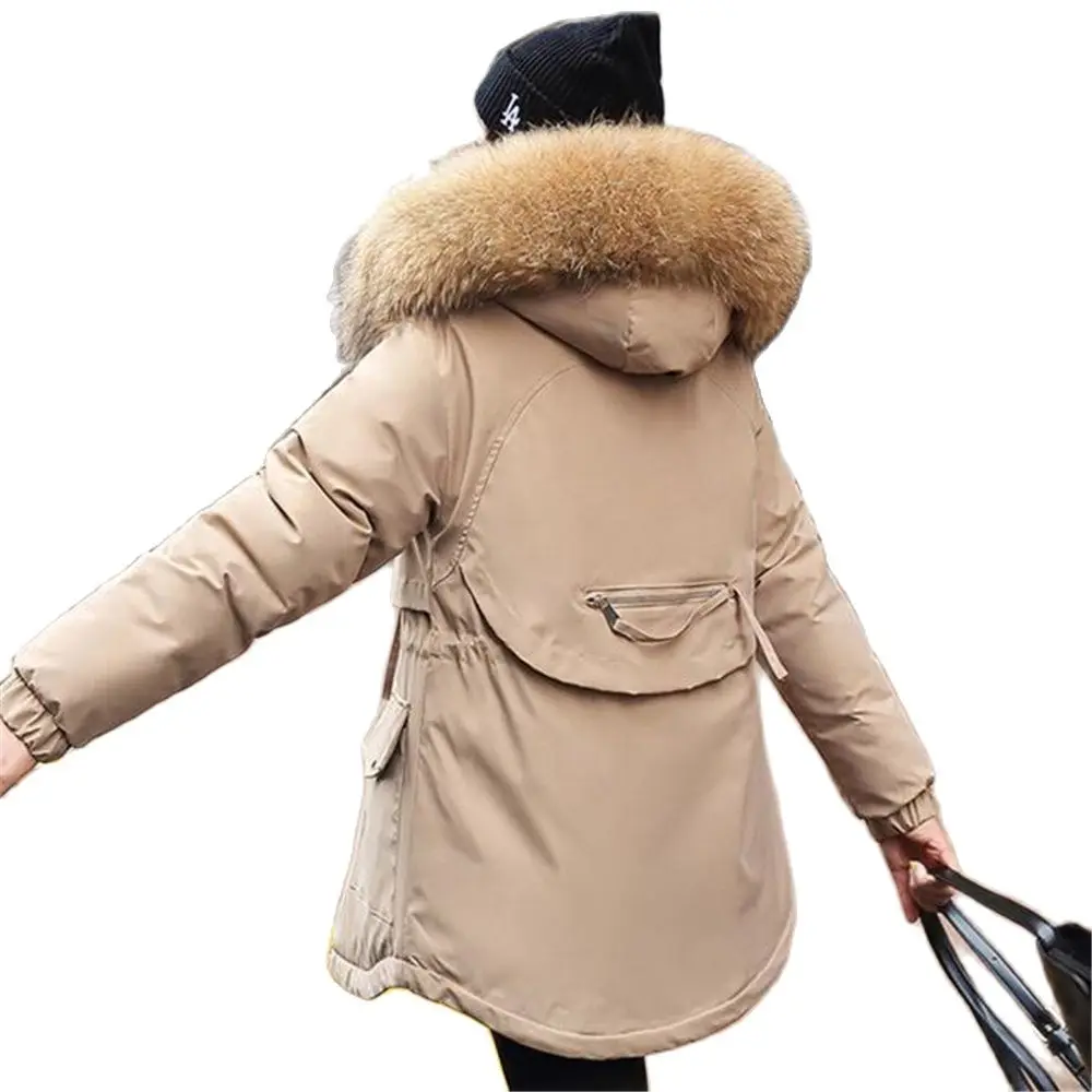 Žiemos Striukė Parkas 2020 -30 Laipsniu Moterų Žiemos Ilgi Apsiaustai su Gobtuvu Kailio Apykakle Storas Šiltas Žiemą Striukės, Puspalčiai Mujer Paltai
