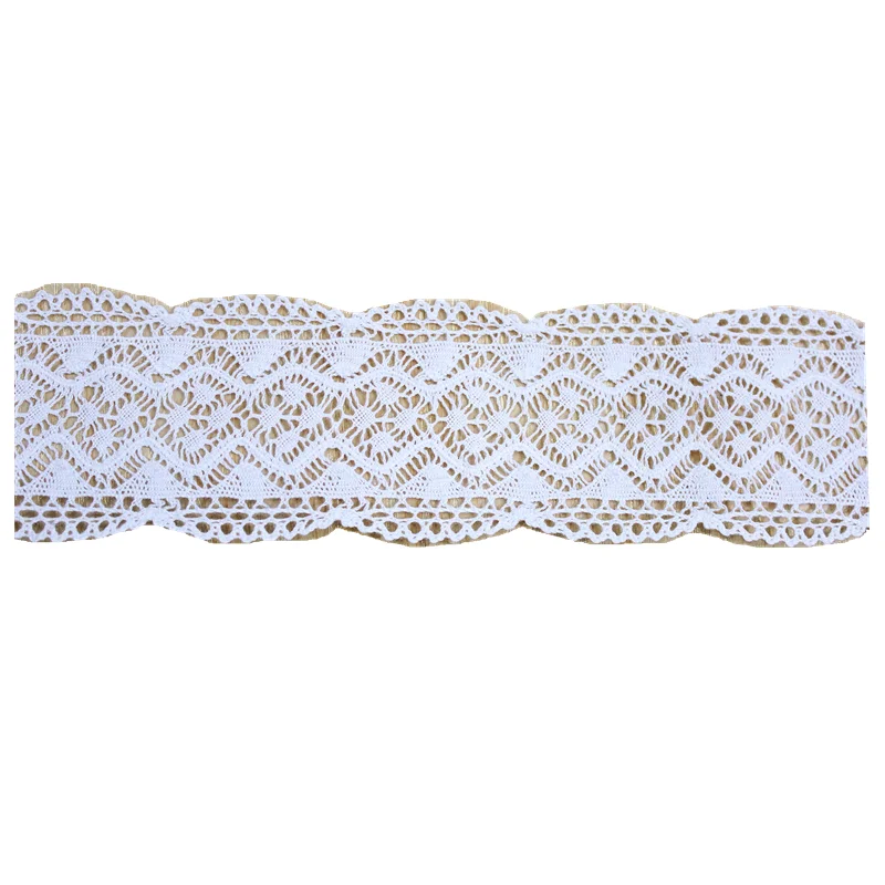 5 metrų/maišas Bauda medvilnės siūlais austi grynos medvilnės bangų modelį baltos spalvos nėrinių juostelės nėrinių off white 5,5 cm