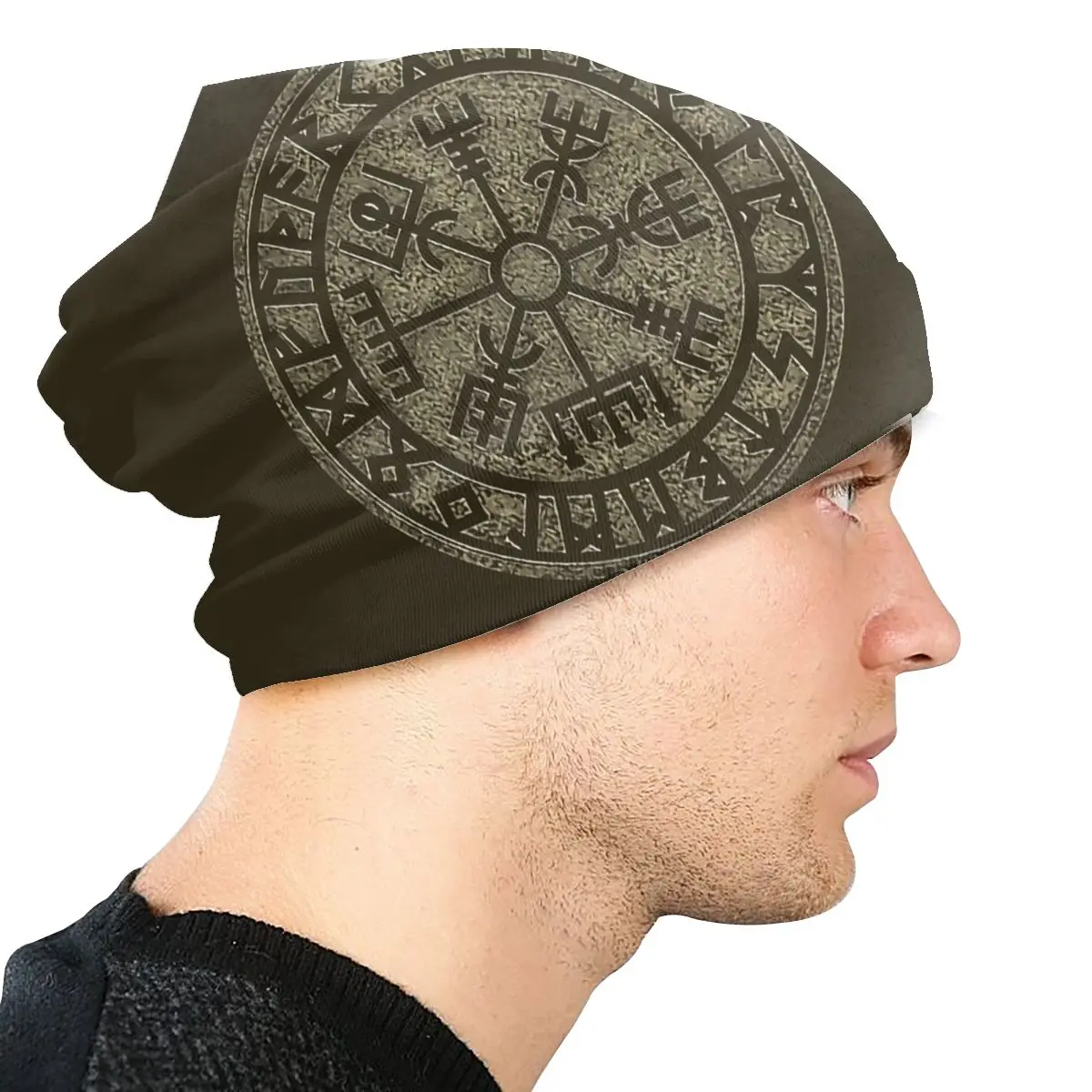 Variklio dangčio Skrybėlės nuo saulės Suaugusiųjų Vyrų Megzti Skrybėlę Vegvisir Viking Kompasas Skandinavų Simbolis Apsaugos Nord skrybėlės Unisex Skullies Beanies Kepurės
