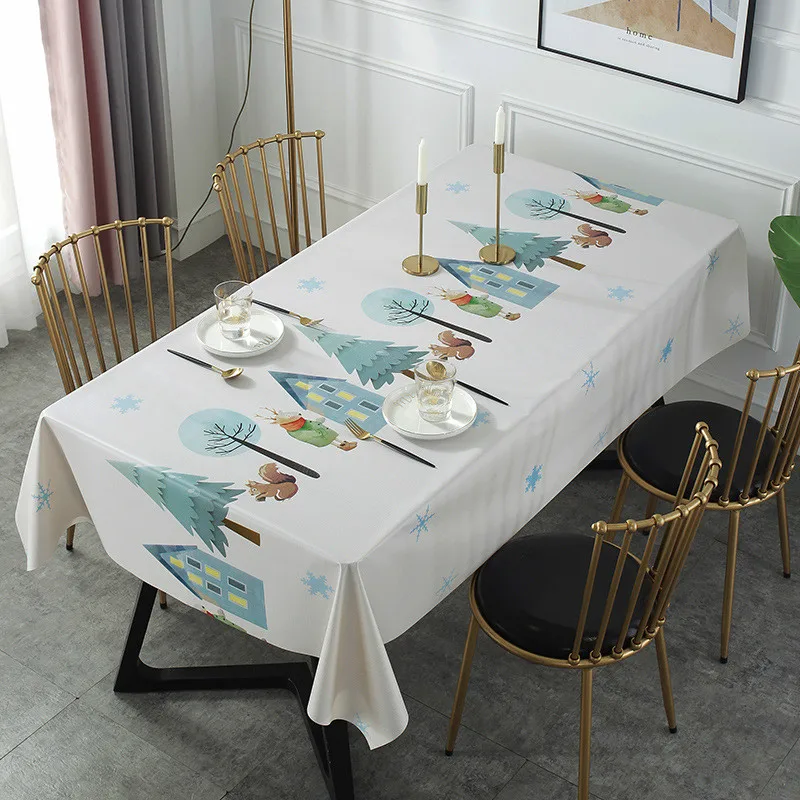 Atsparus vandeniui ir naftos įrodymas Šiaurės staltiesė arbatos staltiesė apskritojo stalo PVC audinio staltiesė namų kalėdinė staltiesė