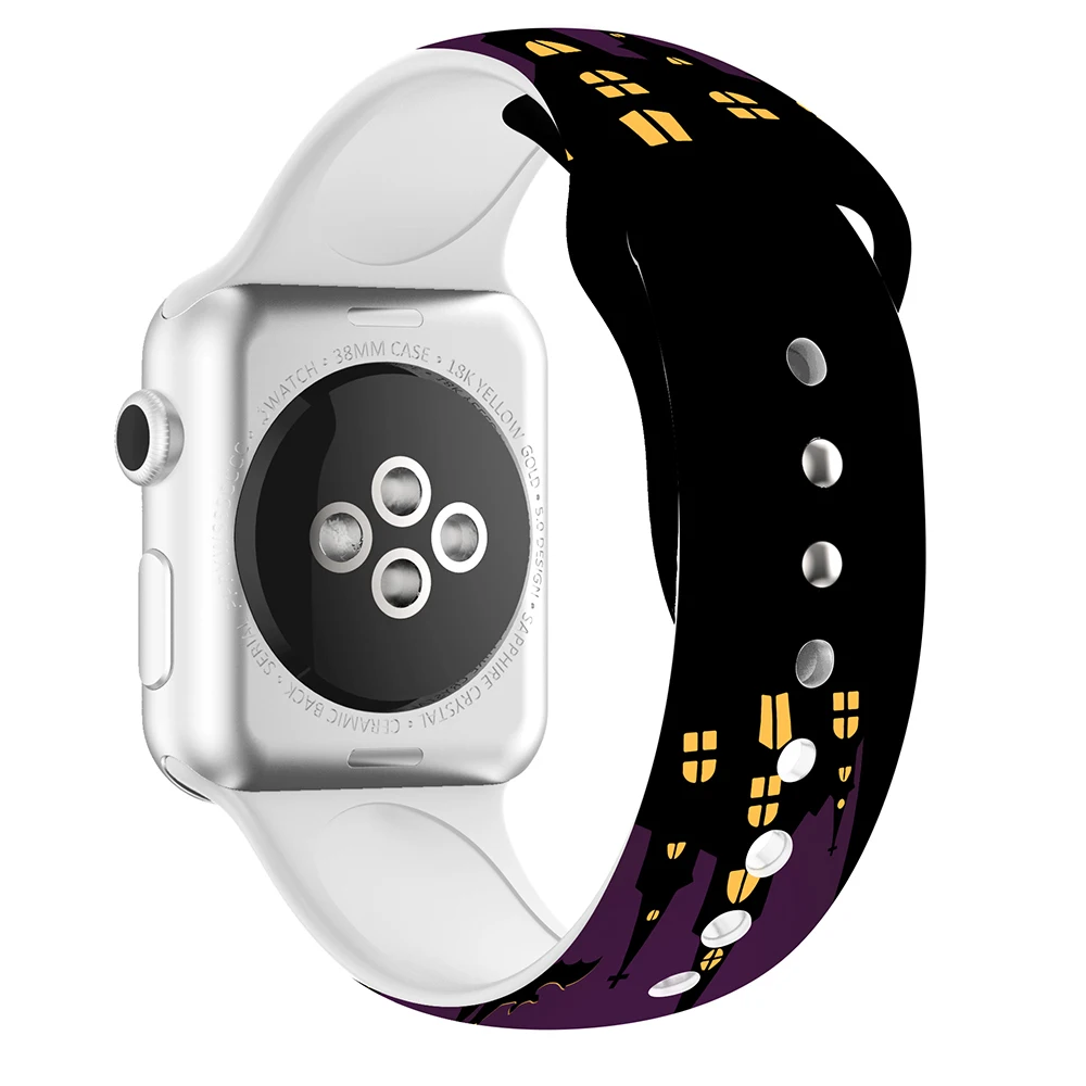 Helovinas Naujas Dirželis Apple Watch Band 44mm 42mm 6 SE Spausdinti Silikono Helovinas Specialusis Juosta 38mm 40mm Iwatch series 5 4 3 2