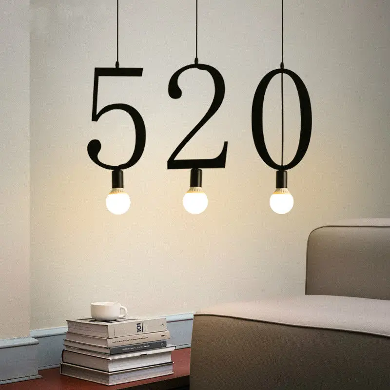 Modernus minimalistinis LED šviestuvo restoranas raidinis skaitmeninis liustra Šiaurės asmenybės meno miegamojo kambarį LED šviestuvo