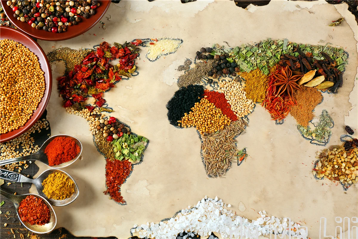 Aštrus Daržovių, Vietinių Ingredientų, Pasaulio Žemėlapis Geriausi Kulinarijos Šalių Staltiesė, Kurią Ho Man Lili