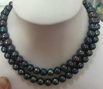 Mados nauji svaiginimo 9-10mm gamtos tahitian juoda žalia perlų vėrinį 17