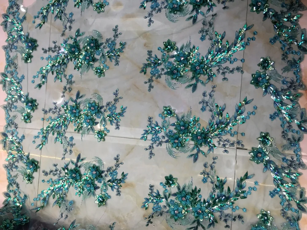 La Belleza 1 kieme Žalia 3D Gėlės vestuvių suknelė nėrinių audinio etape drabužių vakarinę suknelę nėrinių audinys 1 kiemas