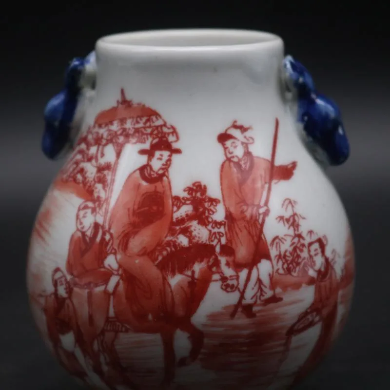 Čing Guangxu mėlyna ir balta glazūra, elnio galva keramikos kolekcija