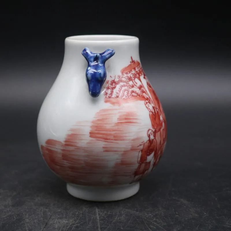 Čing Guangxu mėlyna ir balta glazūra, elnio galva keramikos kolekcija