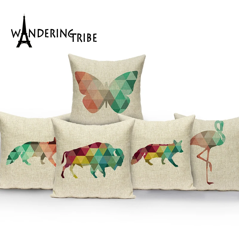 Pagalvėlė padengti geometrinis spalvingų dekoratyvinių pagalvėlių custom Hot Sale lino užvalkalai gyvūnų dekoratyvinis namų pagalvėlių apvalkalus