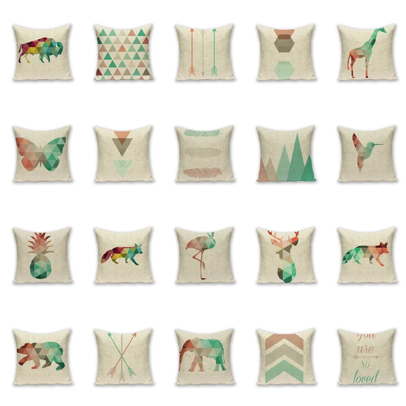 Pagalvėlė padengti geometrinis spalvingų dekoratyvinių pagalvėlių custom Hot Sale lino užvalkalai gyvūnų dekoratyvinis namų pagalvėlių apvalkalus