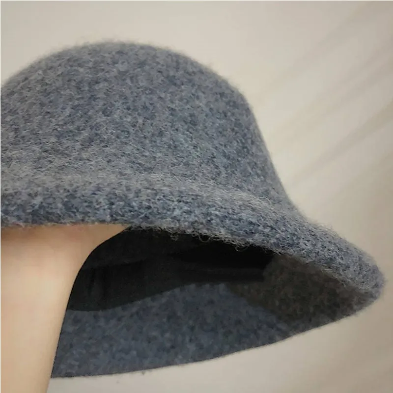 Storas vilnonis dubenį skrybėlę moterų rudenį ir žiemą žvejys skrybėlę korėjos versiją didžiosios Britanijos top hat dome Japonijos skrybėlę megzta kepurė