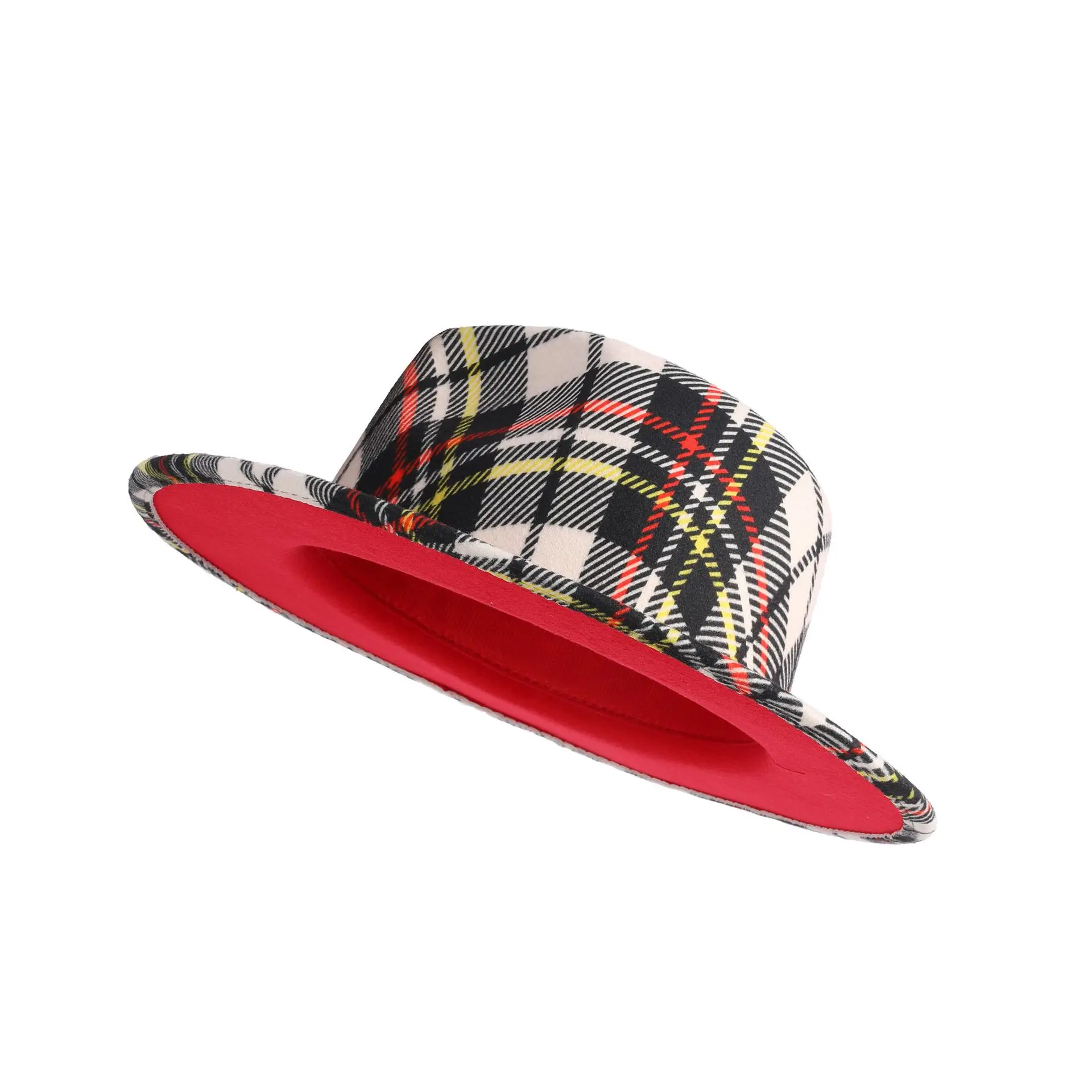 Naujas Dizaineris Tinklelis Spausdinimo Fedora Skrybėlės, Plačios Kraštų Raudona Apačioje Fedora Skrybėlės Moterims Atsitiktinis Bažnyčios Vestuves Lauko Džiazo Kepurės