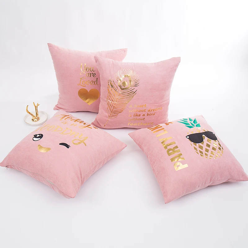 sweet pink suede pagalvėlių apvalkalus 45*45cm nr. vidinės karšto štampavimo kawaii ananasų apdailos skalbti pagalvės, dangteliai sėdynės X36