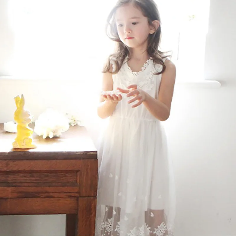Naujų Mergaičių Nėrinių suknelė Didelis Vaikų Nėrinių Princesė Suknelės, Elegantiškas liemenė Suknelė 2019 M. Vasarą 4-13 Metų