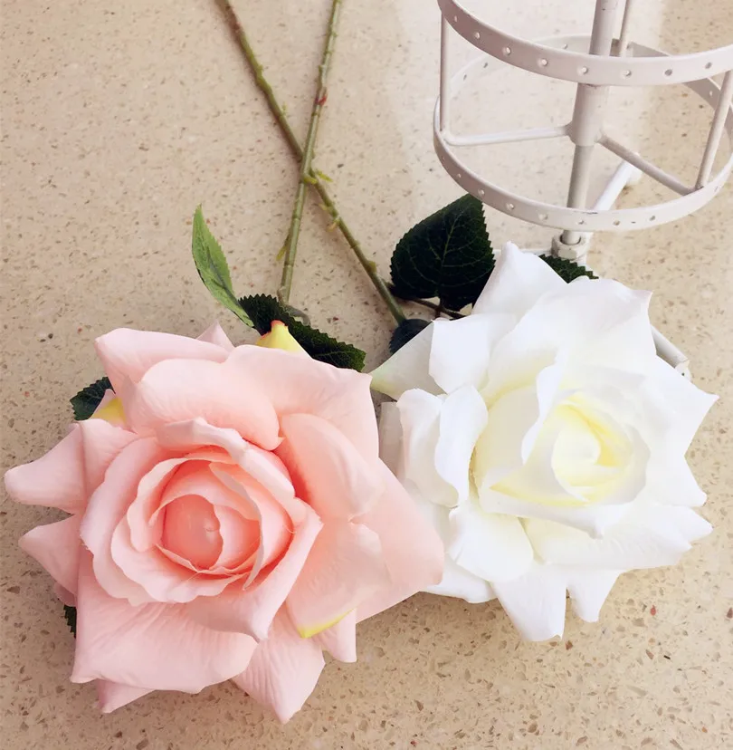 Vonnel Persikų Lavina Rožių Gėlių Imituojamas Netikrą Dramblio kaulo/Rausva Vieną Kamienines Rožes Vestuves Dirbtinis Dekoratyvinės Gėlės