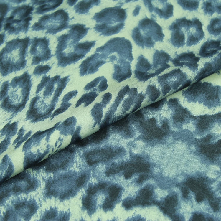 Tamsiai mėlyna leopardas spausdinti šilko, medvilnės mišraus audinio, nėra skaidri,SCT573
