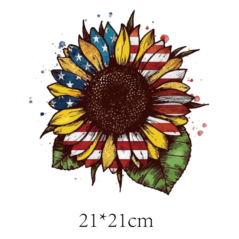 Laiškas Vėliavos Saulėgrąžų Pleistrai Gėlių Terminis Lipdukas ant Drabužių Geležies-perdavimo Drabužių Thermoadhesive Pleistras 