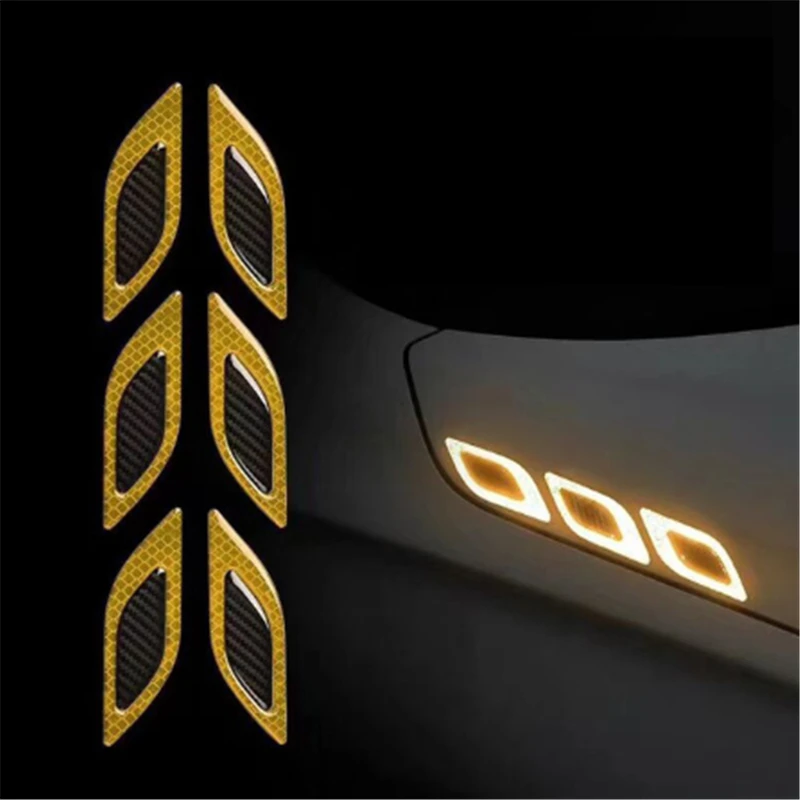 6pcs/Set Automobilio šviesą Atspindintys Lipdukai Anti-Scratch Saugos Įspėjimo Lipdukas Sunkvežimių Auto Motor Eksterjero Dekoratyvinių Priedų