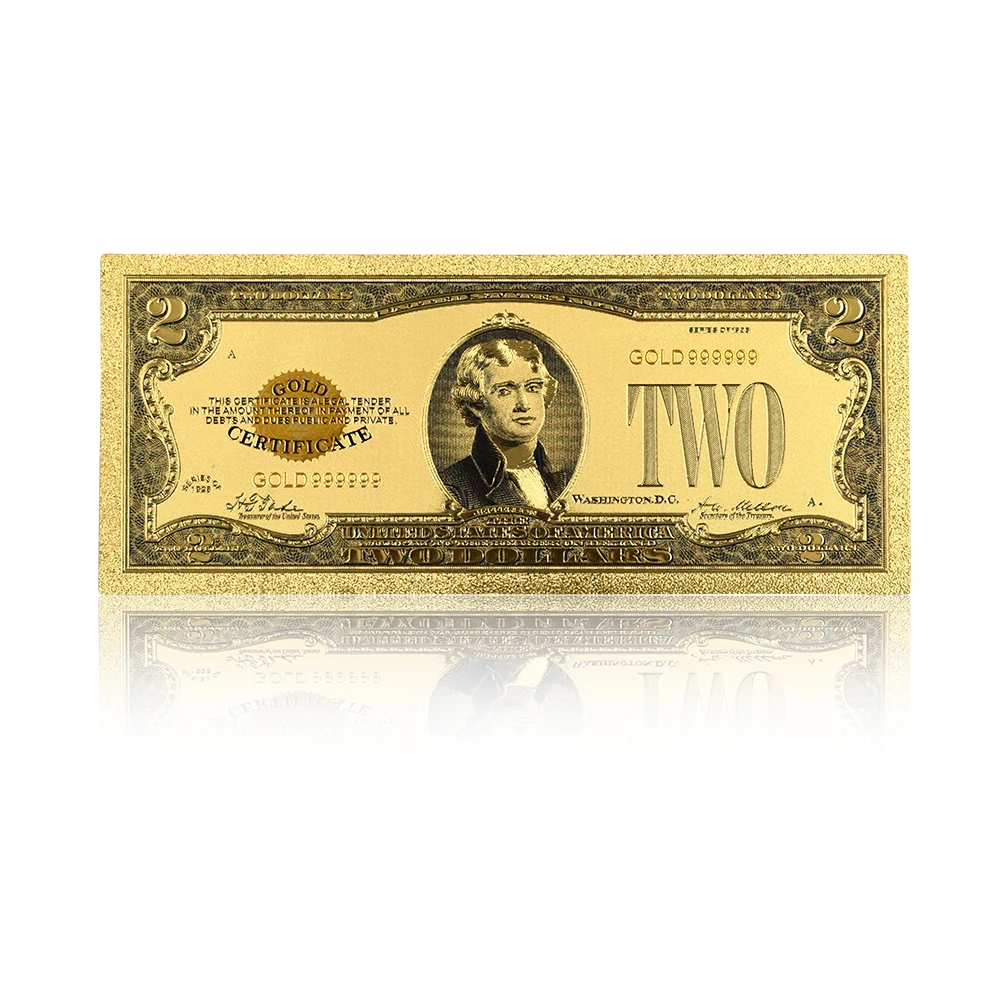 1928 Metais JAV Suvenyras, Dovanos, 2 Dolerio Spalvinga Aukso Banknotų 24k 999.9 Auksą, Sidabrą Pasaulio Popieriniai Pinigai Kolekcines, Dovanos