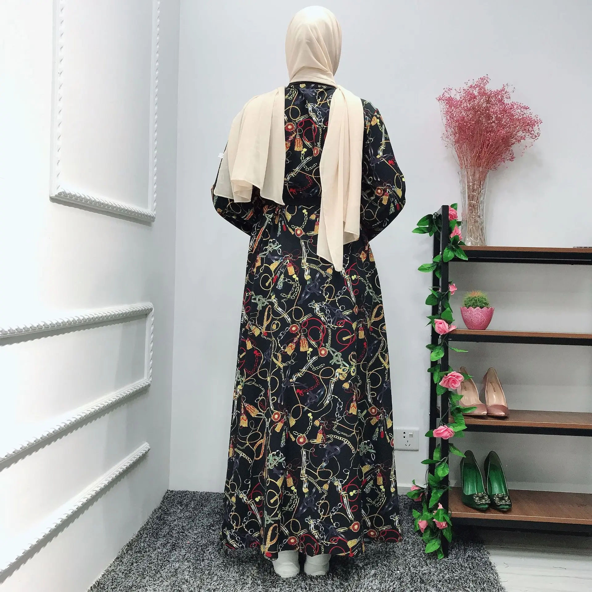 Musulmonų Mados Abaja Dubajaus Prabanga Islamo Megztinis Drabužiai Moterims Burka Musulmonų Suknelė Rinkiniai Abaja Skraiste Ansamblis Femme LSM307