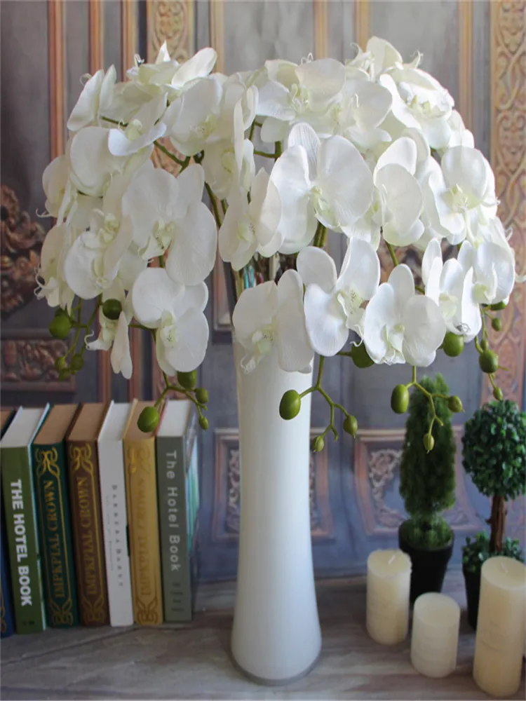 Dirbtinis Phalaenopsis Populiarus baltas Drugelis Orchidėja gėlė 78cm/30.71