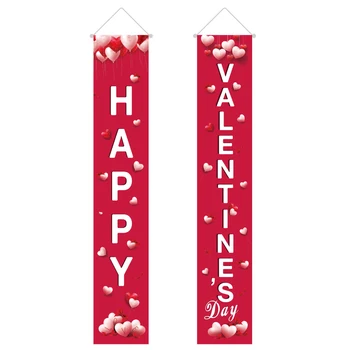 Laimingas Veranda Reklama Valentino Valentino Diena Dvieilis Dekoro Širdies Namo Kiemas Uždaras Lauko Mielas Modelius Šalis Festivalis Ornamentu