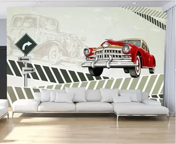 custom freskos 3d foto tapetai, sienų ritininis Europos stiliaus nostalgiškas automobilių kambarį namų dekoro 3d tapetai ant sienos