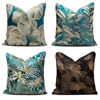 Išskirtinį lapų gėlių siuvinėjimas sofa dekoratyvinė pagalvėlė padengti 30*50 45*45 žalia mėlyna juoda žakardo home hotel lovos pagalvę padengti
