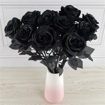 10vnt Dirbtinis Juodoji Rožė, Gėlių Helovinas Gotikos Gėlės Vestuvių Namų Šaliai Netikrą Gėlių Dcor