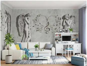 WDBH 3d tapetai pasirinktinius nuotraukų Europos angel muzikos reljefo pobūdžio TV kambarys, namų dekoro 3d sienų freskomis tapetai, sienų ir 3 d