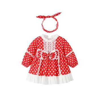 Ispanijos Mergina Dot Suknelė Kūdikių Royal Princess Lolita Kamuolys Suknelė Kūdikio Gimtadienio Raudonos Suknelės Vaikams, Naujų Metų Drabužių