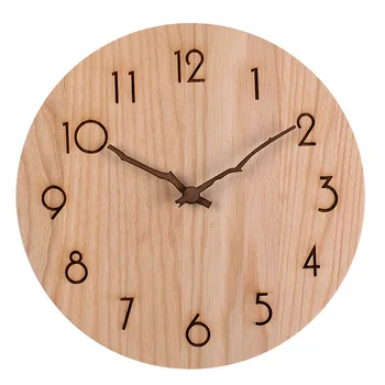 Kietos medienos sienos laikrodį, Šiaurės paprasta modernus apvalių laikrodis silent gyvenimo kambario, miegamasis originalios medinės kūrybos laikrodis