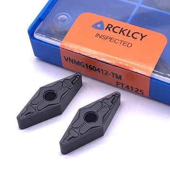 10vnt RCKLCY Įtvirtino karbido įdėklai VNMG160412 TM FT4125 Išorės Tekinimo Įrankiai, plieno cnc tekinimo įrankiai