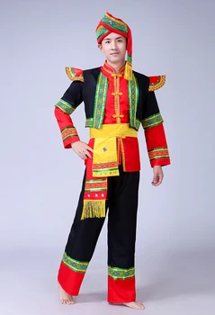 Naujas Miao drabužių, kostiumų suaugusiųjų vyrų Tujia Yi Yao Zhuang mažumų šokio spektaklis drabužiai