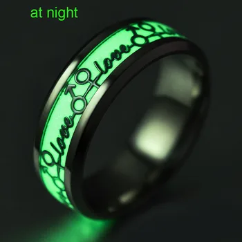 Nerūdijančio plieno, titano plienas mėgėjams žiedas su šviesos fluorescencinė šviesa ne rūdžių neišblunka