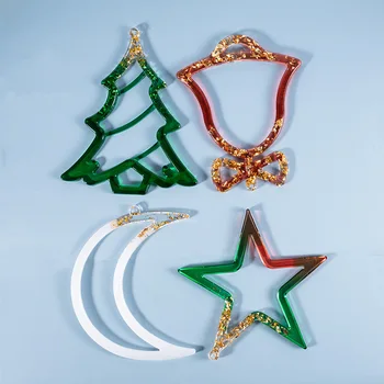 Crystal Dervos, Silikono Formos Kalėdų Eglutė Pakabukas Išvardytų Kalėdų Varpas Mėnulio Veidrodį Pelėsių Dervos Korpusas Amatų Priėmimo Įrankis Papuošalai