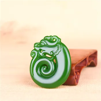 Natūralaus Green Jade Dragon Pakabukas Karoliai Kinijos Tuščiaviduriai Iš Raižyti Mados Juvelyrika Priedai Žavesio Amuletas Vyrams, Moterims, Dovana