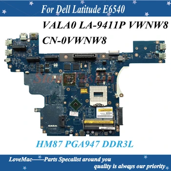 Aukštos kokybės KN-0VWNW8 UŽ Dell Latitude E6540 Nešiojamas Plokštė VALA0 LA-9411P VWNW8 HM87 PGA947 DDR3L 100% testuotas