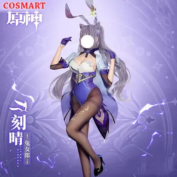 COSMART Genshin Poveikio Keqing Žaidimas Kostiumas, Cosplay Kostiumas Bunny Mergina Jumpsuits Seksualus Vienodas Šalis Dress Helovinas Apranga Moterims