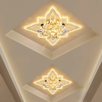 Spalvingas Drugelis Modernių Prieškambario Kristalų LED Lubų Šviesos Koridoriaus Veidrodis, Lubų Lempa Eilėje Veranda Apšvietimas