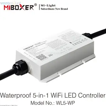 MiBoxer WL5-WP Vandeniui 5 in 1 2.4 G WiFi LED Valdiklis DC12-36V Max 20A Vieno Spalvos Dviguba Balta RGB RGBW RGBCCT Juostelės