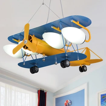 Kūrybos retro vaikų orlaivių apšvietimo miegamojo lempa berniukas kambarys animacinių filmų apšvietimo visi metalinis korpusas